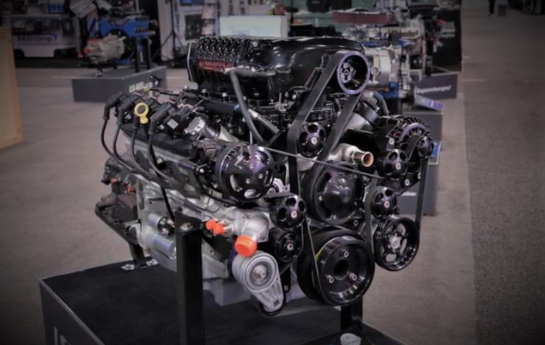 LS Crate motor with whipple superchager from blueprint engines at 2022 sema show
