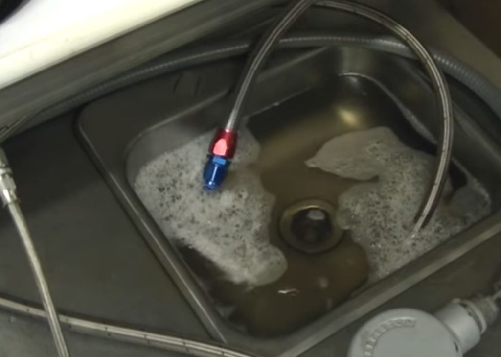 Fuel Return Line plumbing Test in a sink
