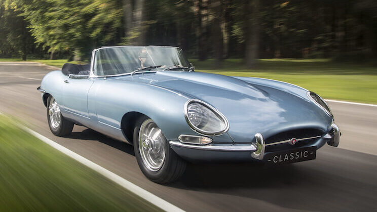 This is the electric Jaguar E-type that Harry and Meghan drove