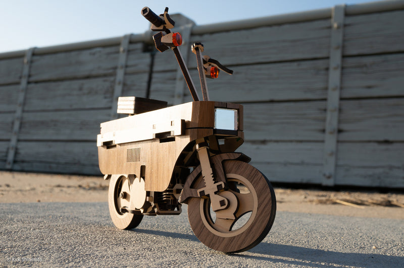 Miss The Honda Motocompo? Here's One Made From Laser-Cut Walnut