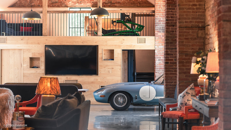 Cat In The Clubhouse: This Modified FIA-Racer Jaguar E-Type Is Perfectly At Home In This Converted Countryside Barn