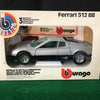Ferrari 512 BB Berlinetta Boxer Silver/Black by BBurago 1:24
