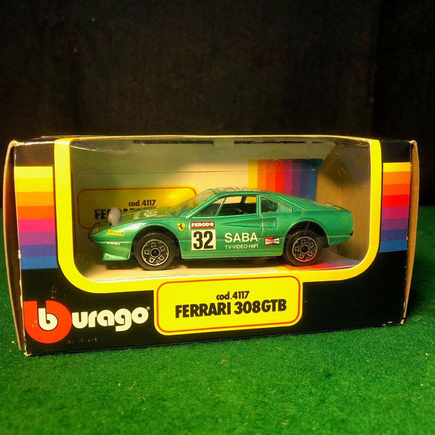 Ferrari 308 GTB Rally N 32 Saba Green by BBurago 1:43 (4117)