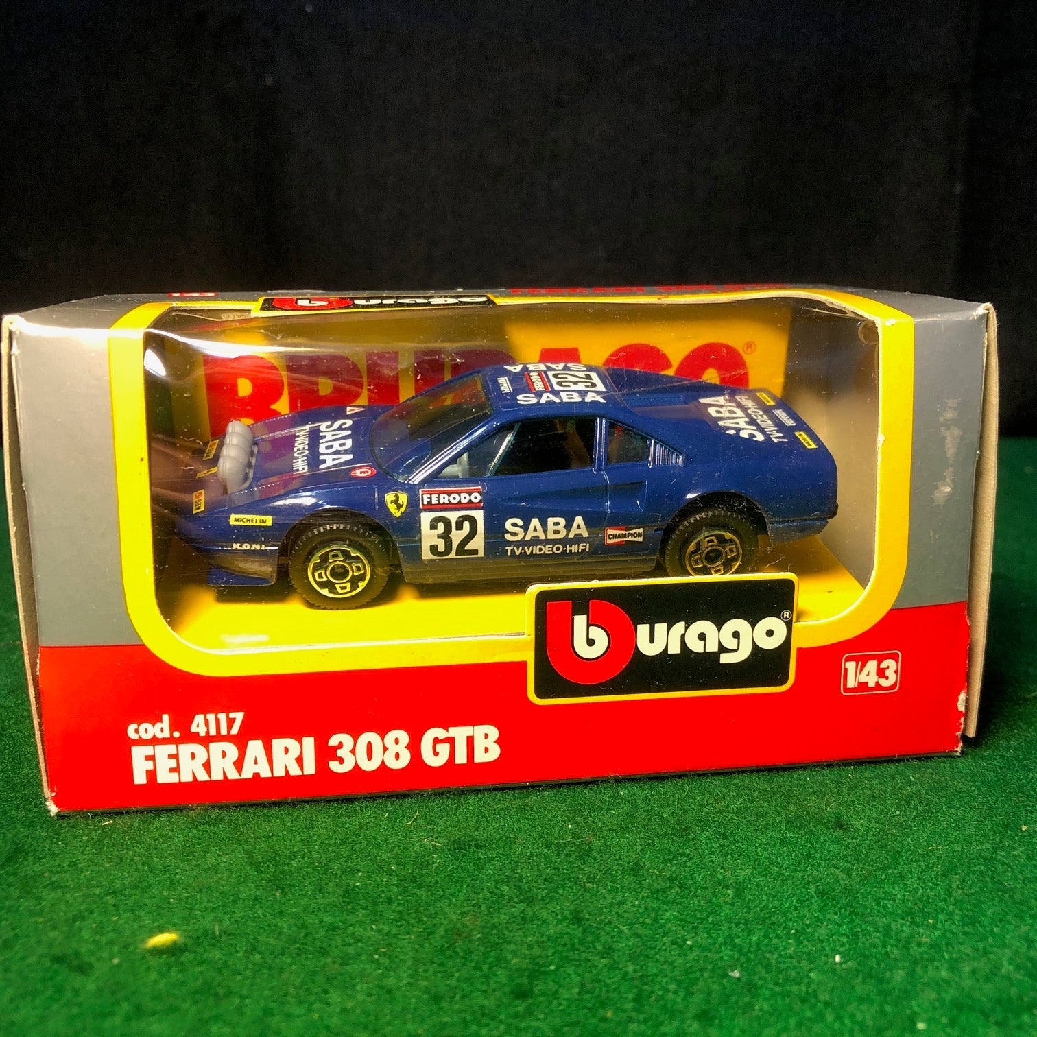 Ferrari 308 GTB Rally N 32 Saba Blue by BBurago 1:43 (4117)