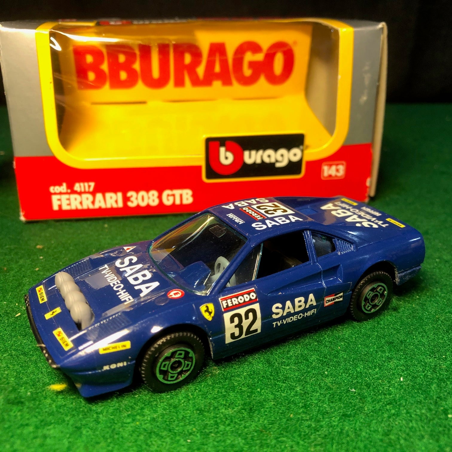 Ferrari 308 GTB Rally N 32 Saba Blue by BBurago 1:43 (4117)