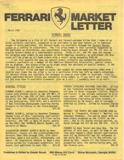 Ferrari Market Letter Vol.  7 Ferrari Books