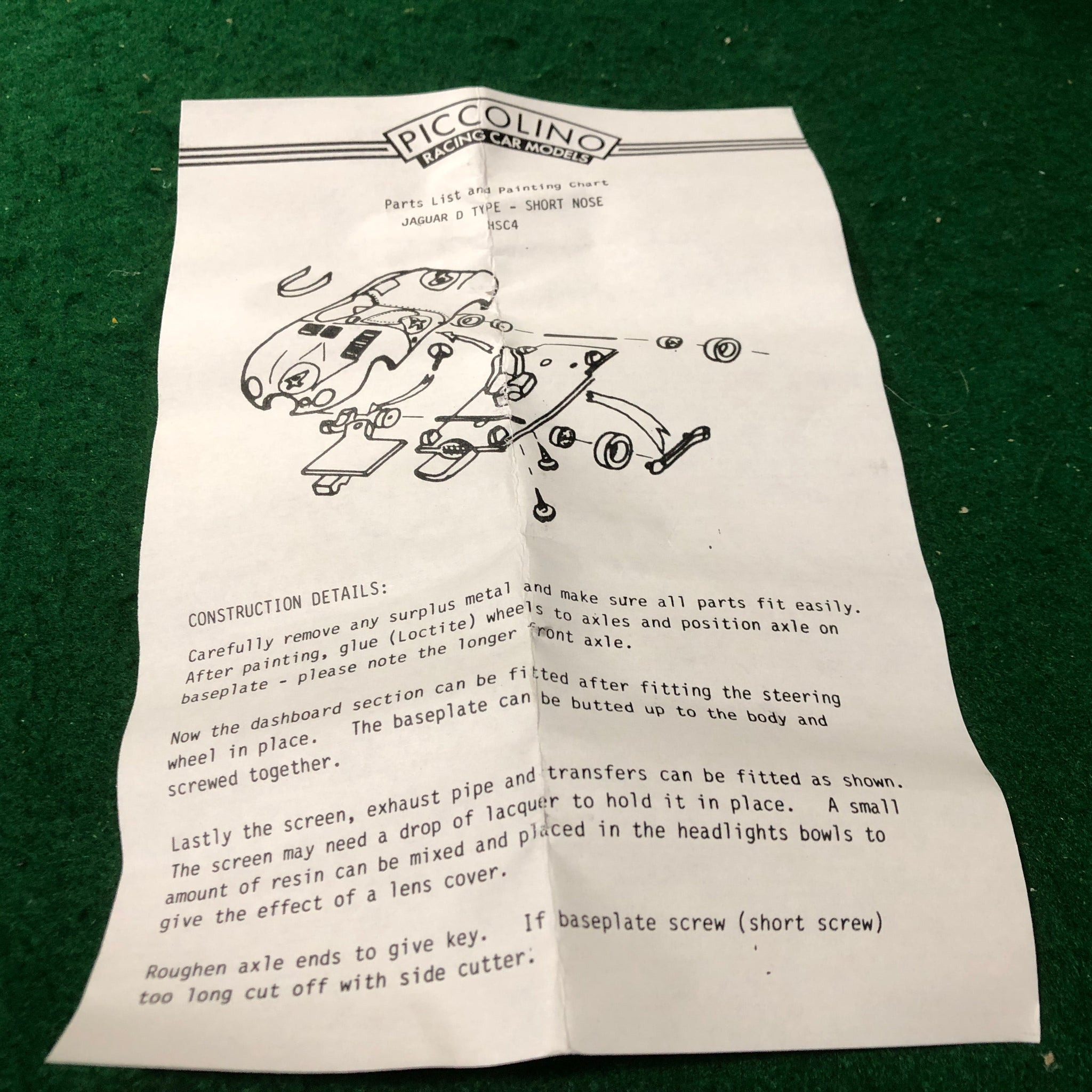 Jaguar D Type Short Nose N 4 1954 Kit by Bellini Piccolino 1:76 (HSC4/K)(w/Decals)