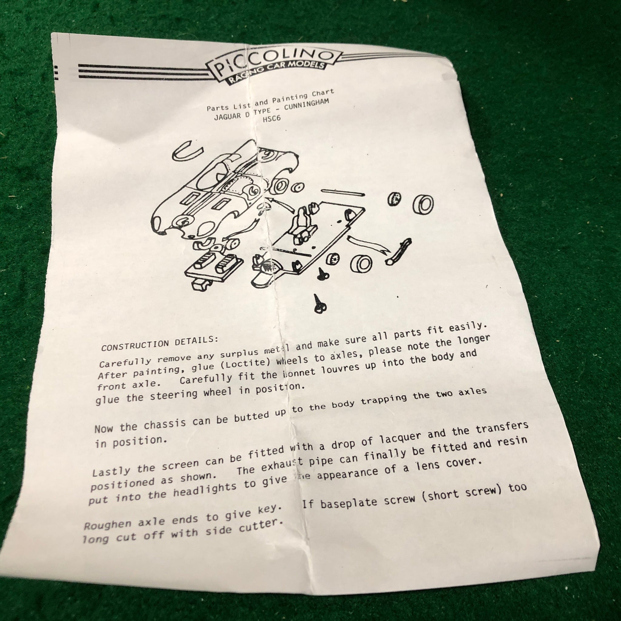 Jaguar D Type Cunningham N 6 1955 Kit by Bellini Piccolino 1:76 (A)(HSC6/K)(w/Decals)