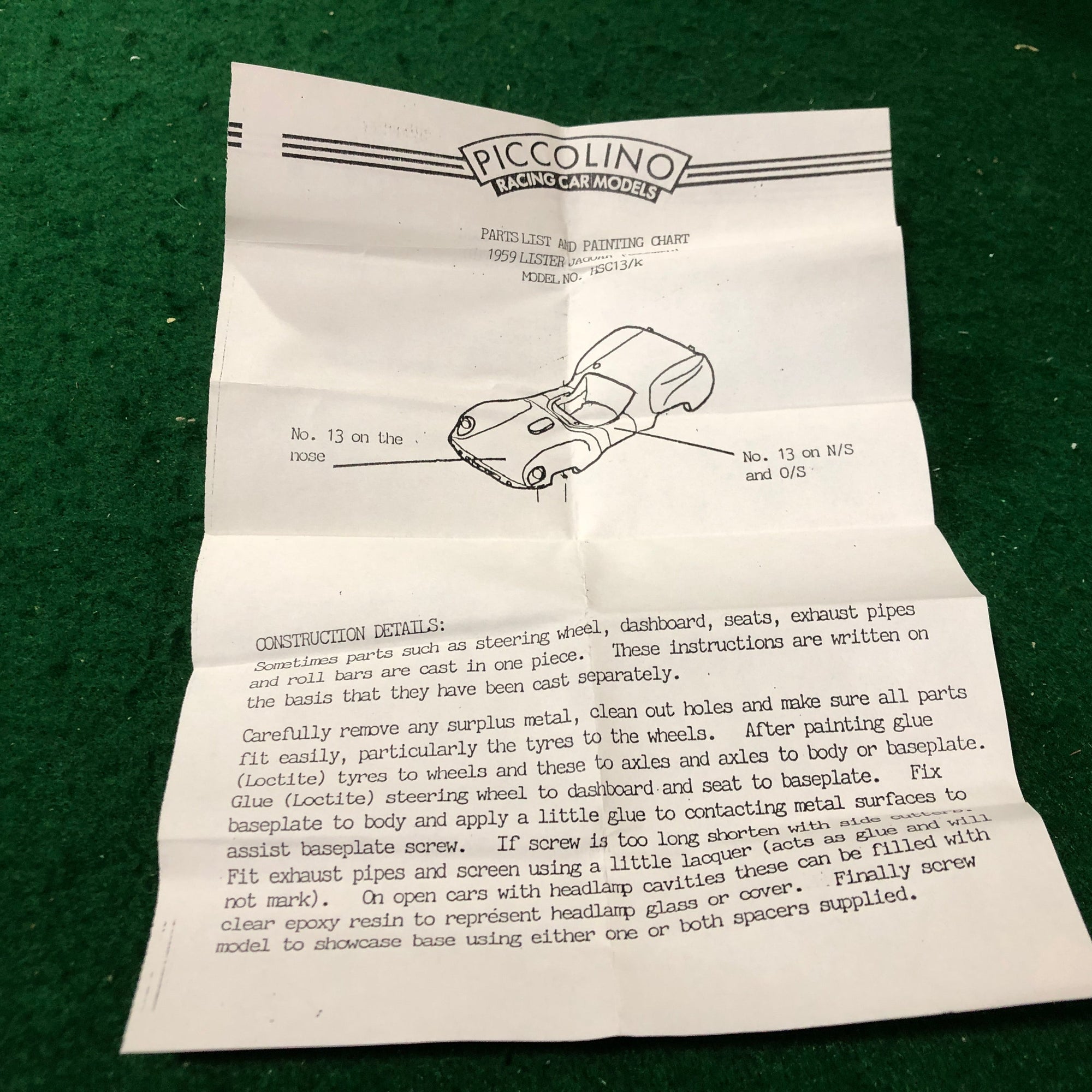 Lister Jaguar N 13 1959 Kit by Bellini Piccolino 1:76 (HSC13/K)(w/Decals)