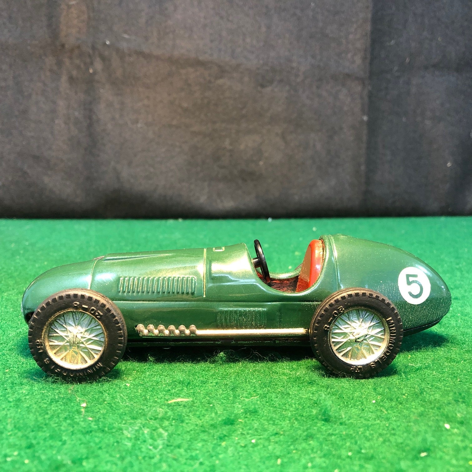 Ferrari 375 4.5 L F1 N 5 Green Clockwork Motor Tin Car by Scalex 1:28 (No box)