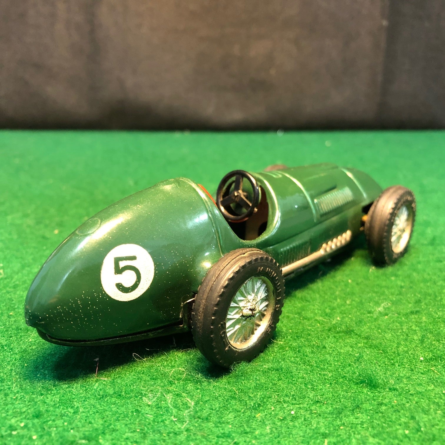 Ferrari 375 4.5 L F1 N 5 Green Clockwork Motor Tin Car by Scalex 1:28 (No box)