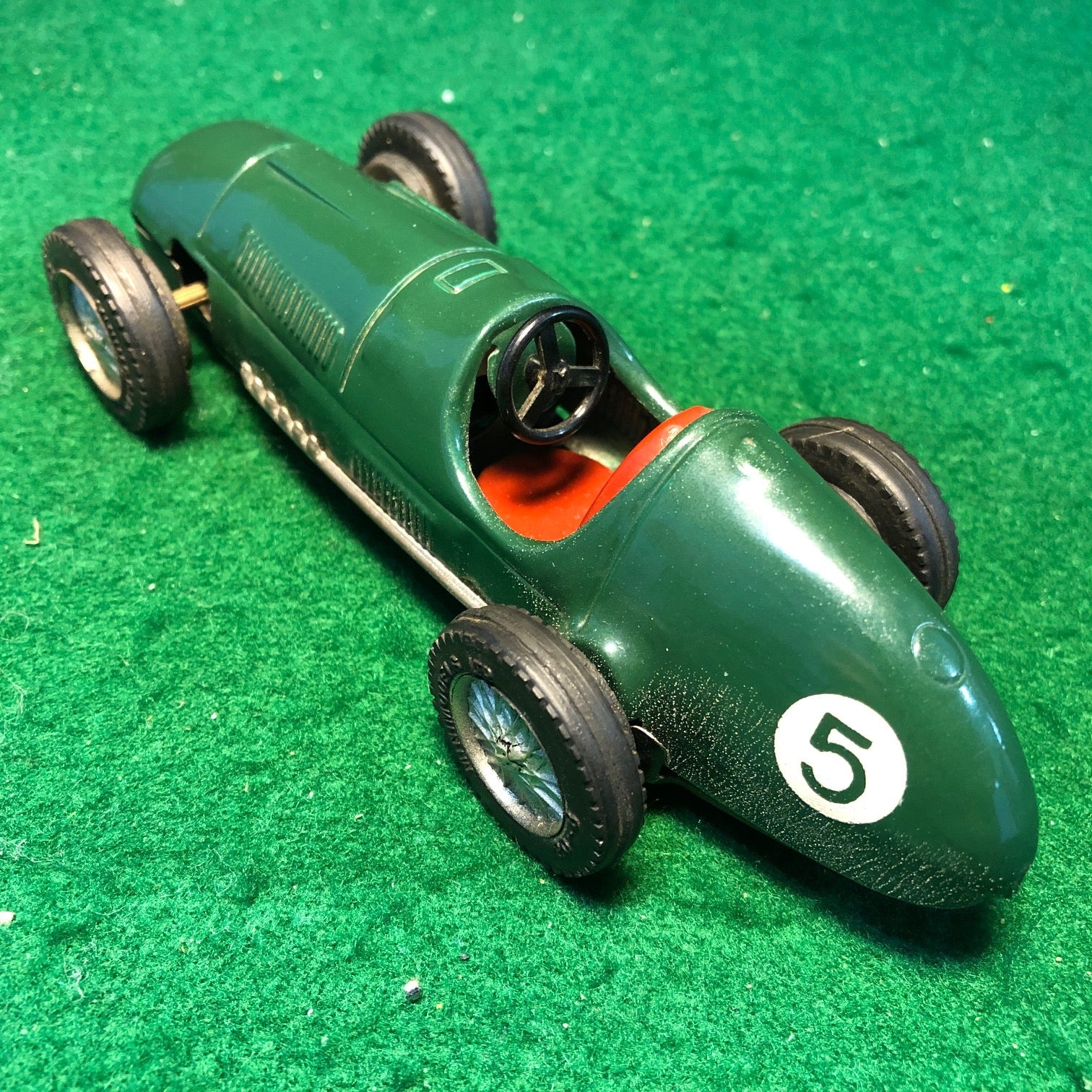 Ferrari 375 4.5 L F1 N 5 Green Clockwork Motor Tin Car by Scalex 1:28 (No box)