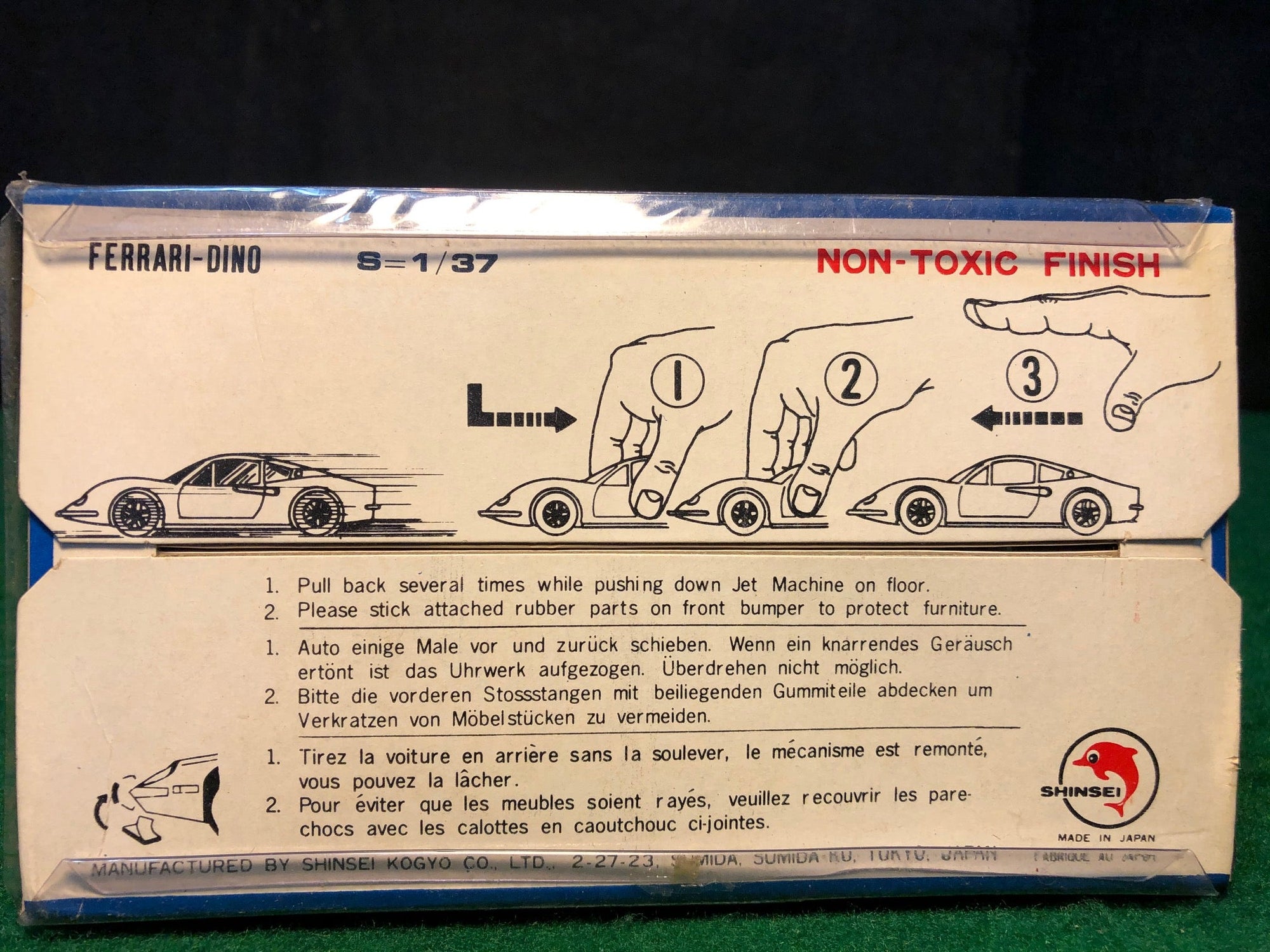 Ferrari 246 Dino N 9 Blue w/Friction Motor by Shinsei 1:37 (4405)