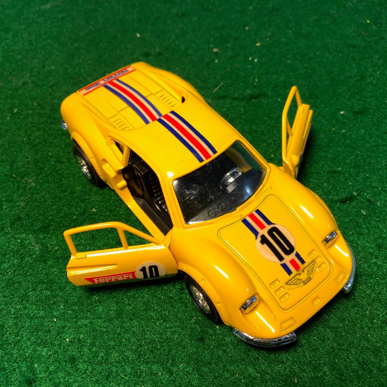 Ferrari 246 Dino N 10 Yellow w/Friction Motor by Shinsei 1:37 (4405)(No box)