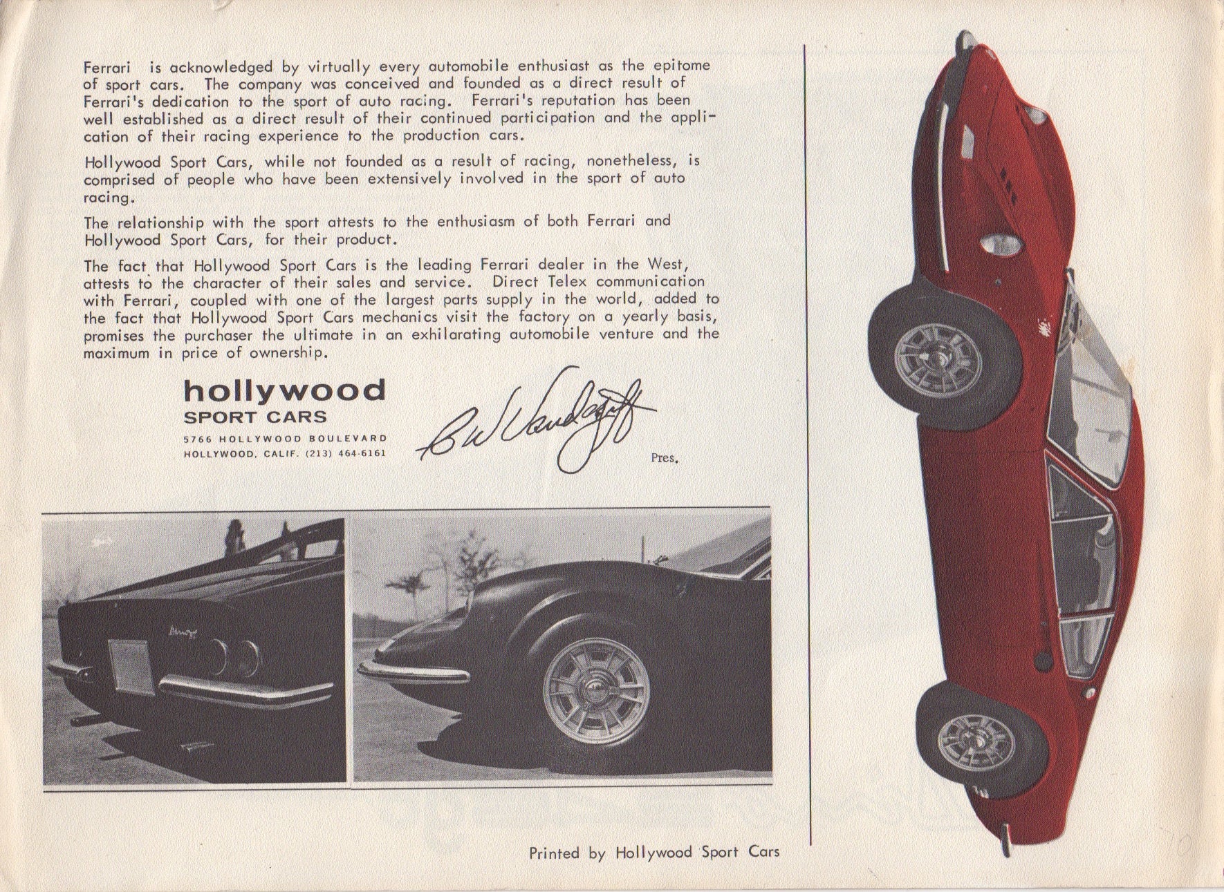 Ferrari Product Range 1969-1971 Brochure - Hollywood Sport Cars
