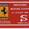 Ferrari Club of America - Summit Point Event 1983 - Participant Adhesive Badge