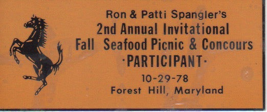 The Spanglers' Invitational Concours 1978 - Participant Adhesive Badge