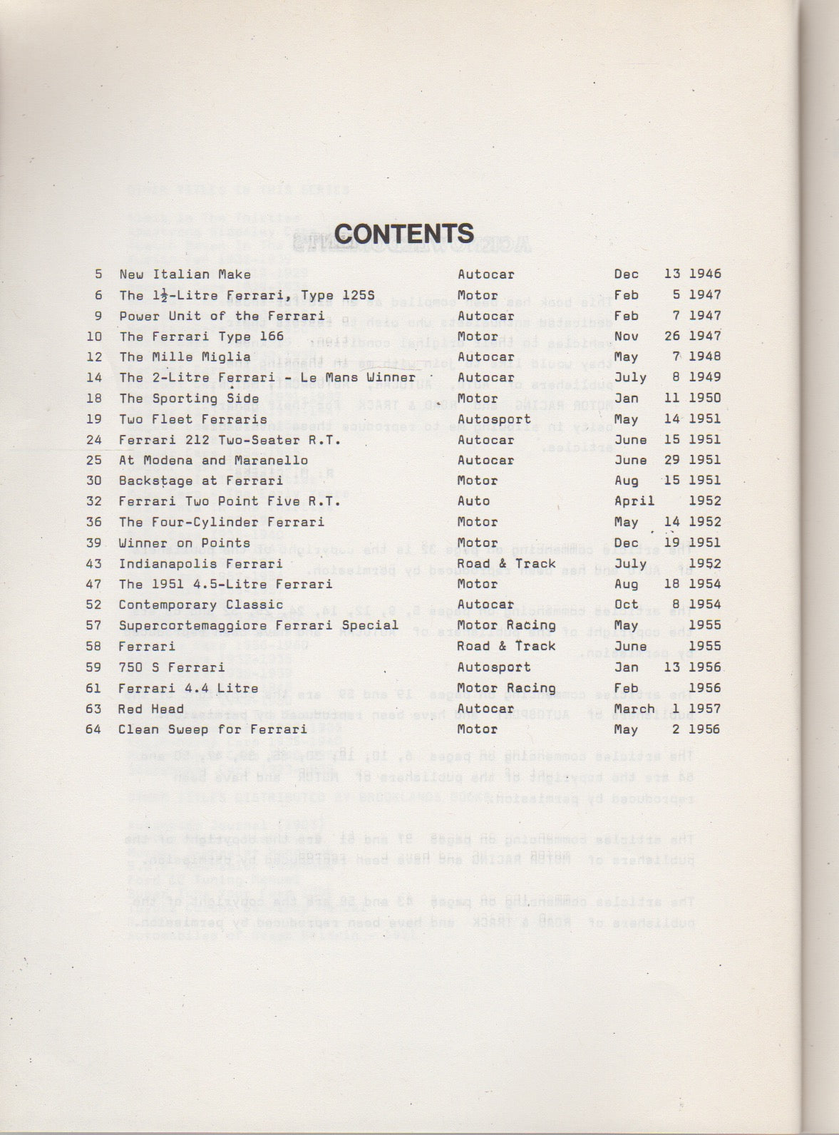 Ferrari Cars 1946-1956