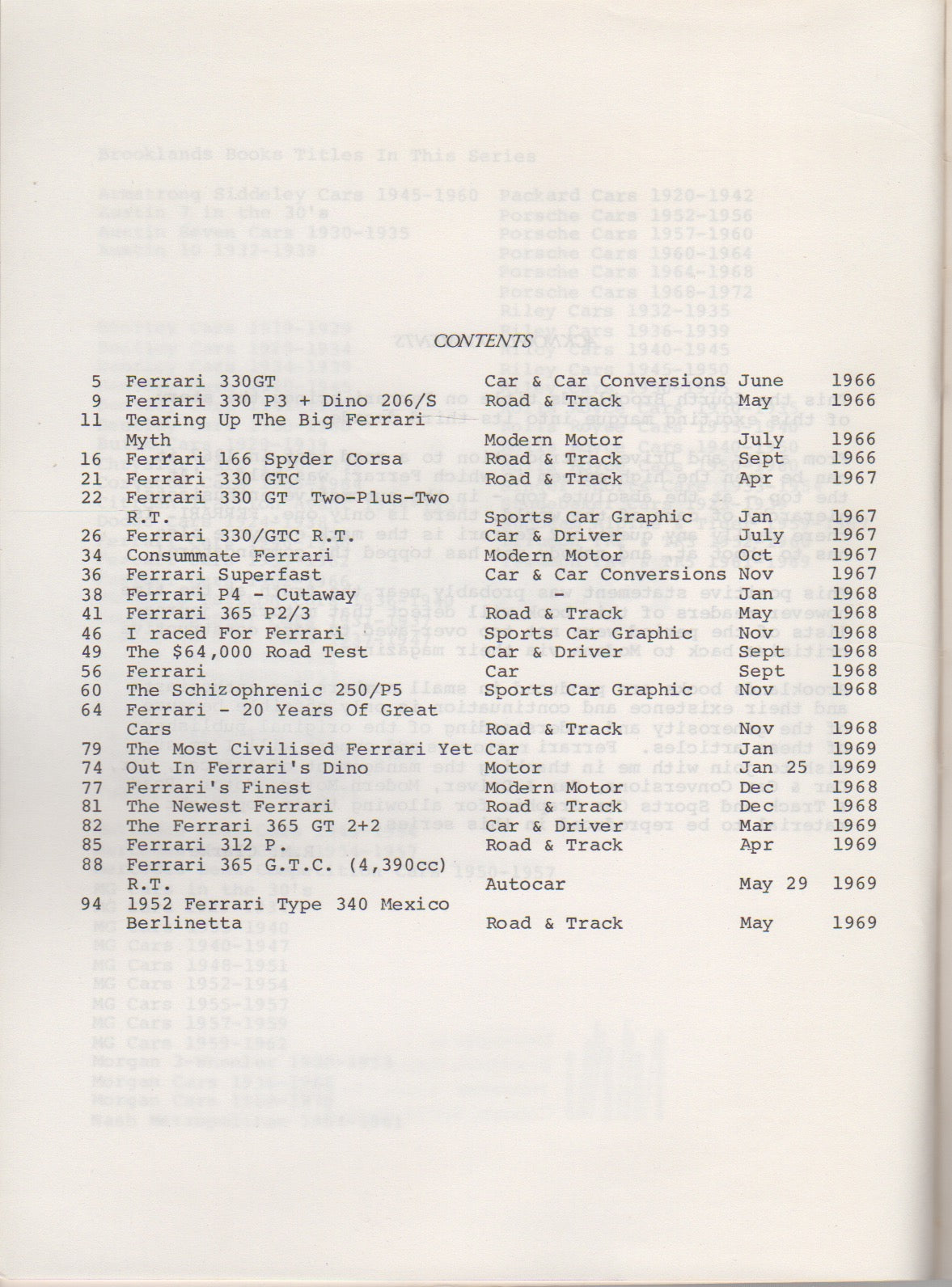 Ferrari Cars 1966-1969