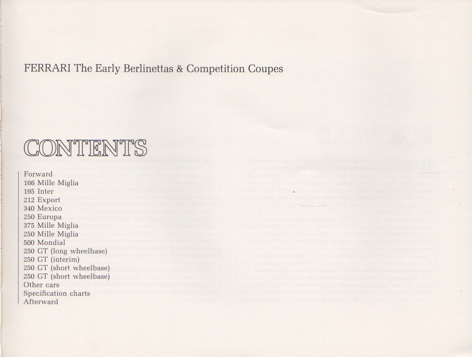 Ferrari The Early Berlinettas and Competition Coupes (1st Ed)(D Batchelor)
