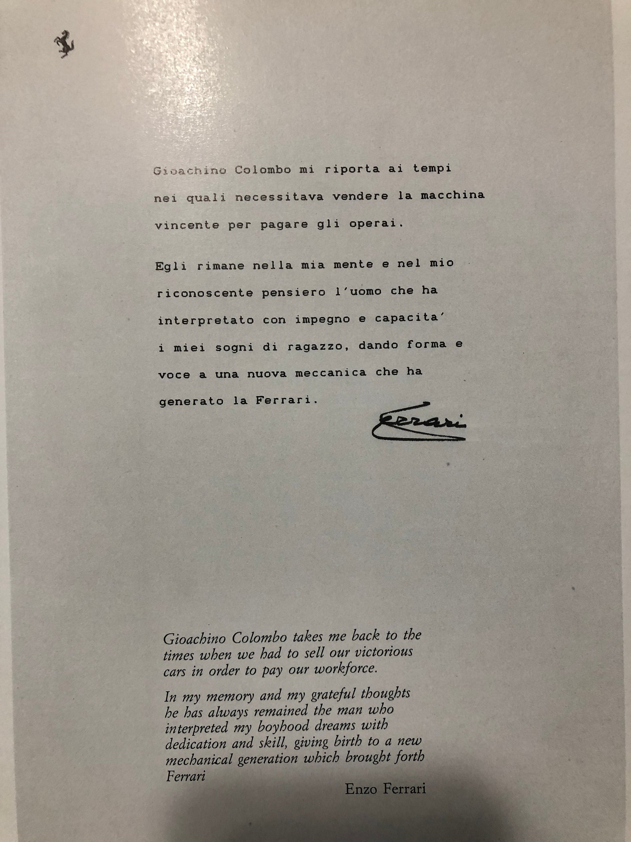 Origins of the Ferrari Legend (G Colombo)