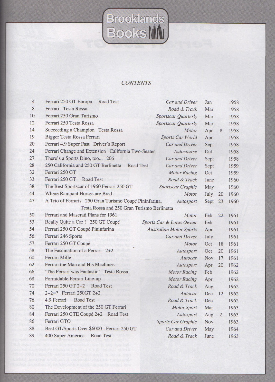 Ferrari 1958-1963, "Road Test" Limited Edition