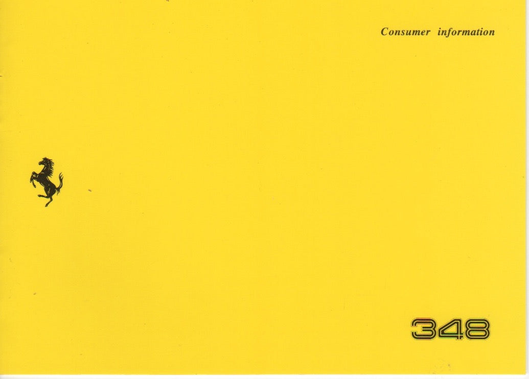 Ferrari 348 Consumer Information Booklet (739/92)