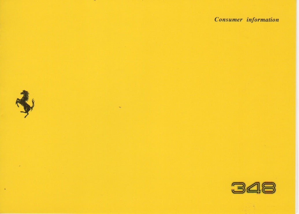 Ferrari 348 Consumer Information Booklet (770/93)