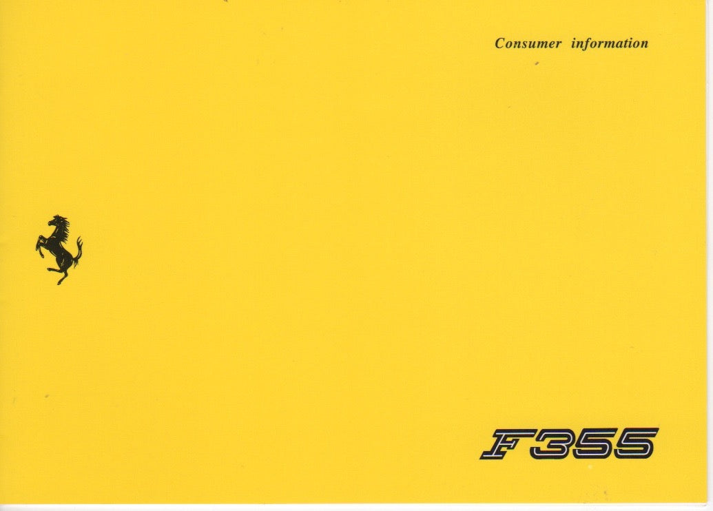 Ferrari F355 Consumer Information Booklet (890/94)