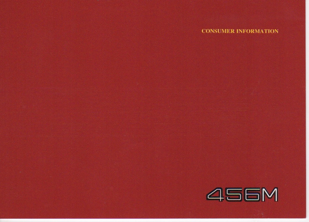 Ferrari 456 M Consumer Information Booklet (1354/98)