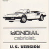 Ferrari Mondial QV Cabriolet Owner's Manual Supplement (290/83)