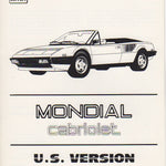 Ferrari Mondial QV Cabriolet Owner's Manual Supplement (290/83)