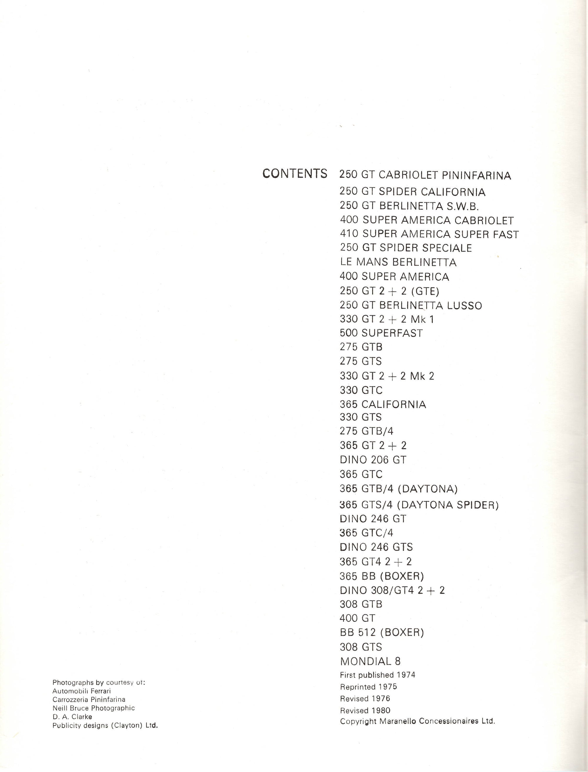 Ferrari Guide to Cars From 1959 to 1980