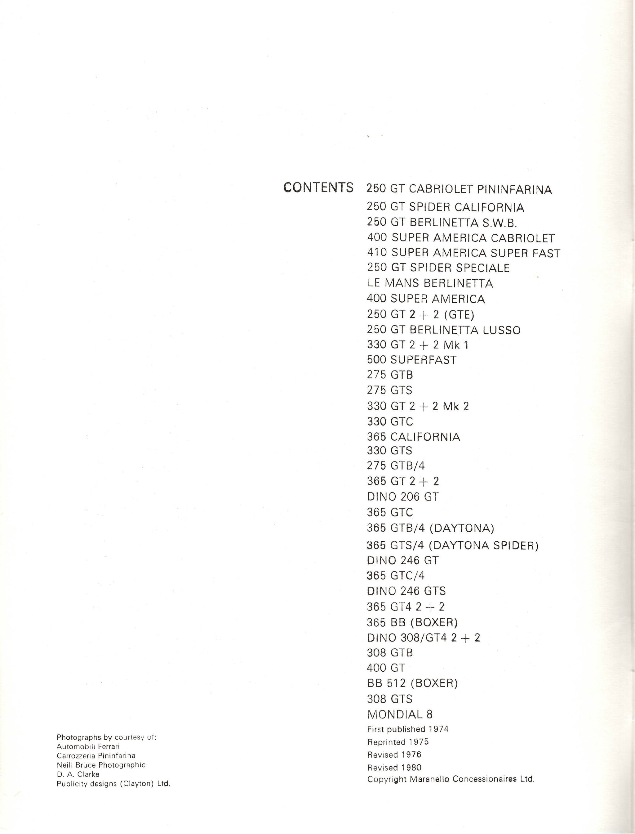 Ferrari Guide to Cars From 1959 to 1980