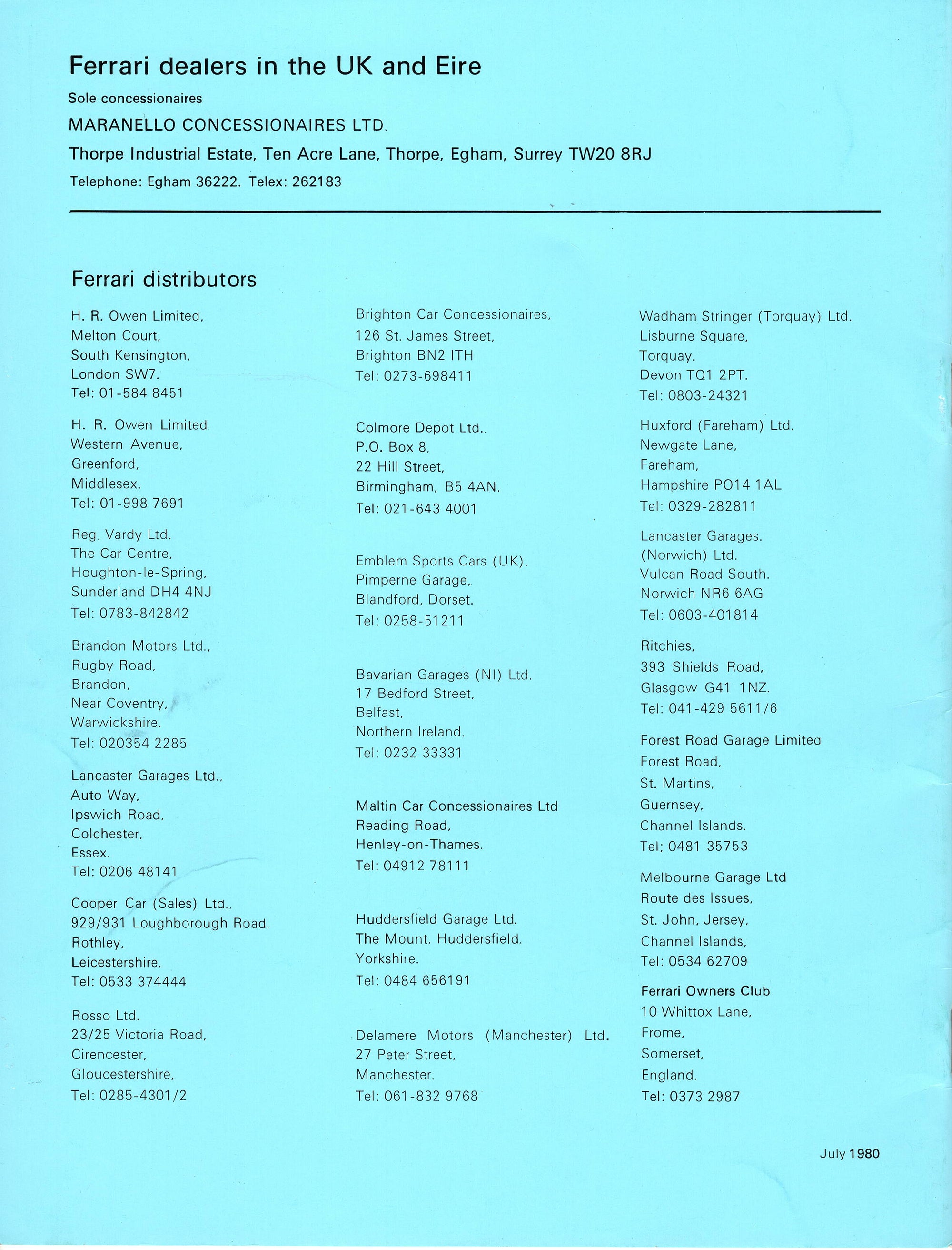 Ferrari Guide to Cars From 1959 to 1980