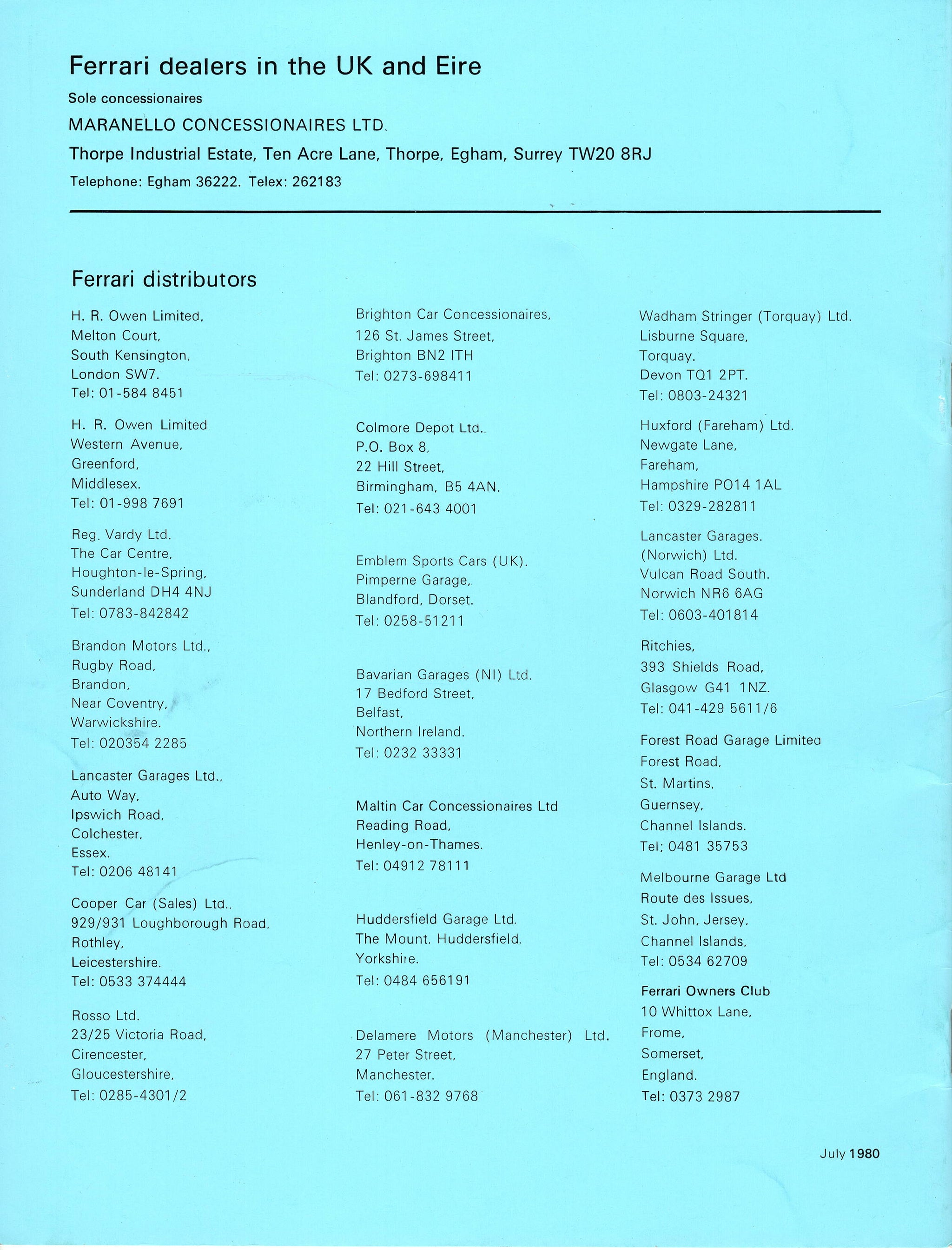 Ferrari Guide to Cars From 1959 to 1980