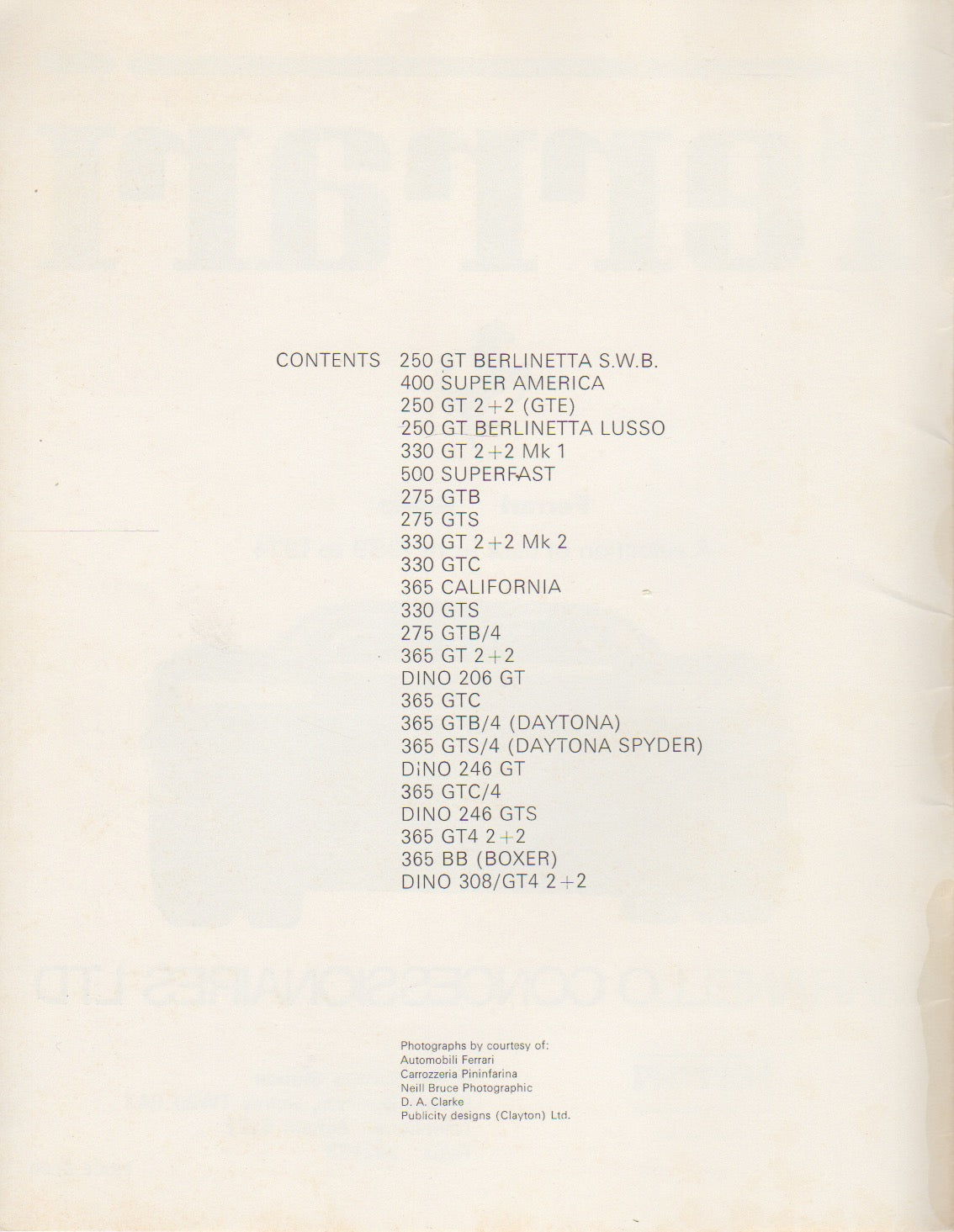 Ferrari Guide to Cars From 1959 to 1974