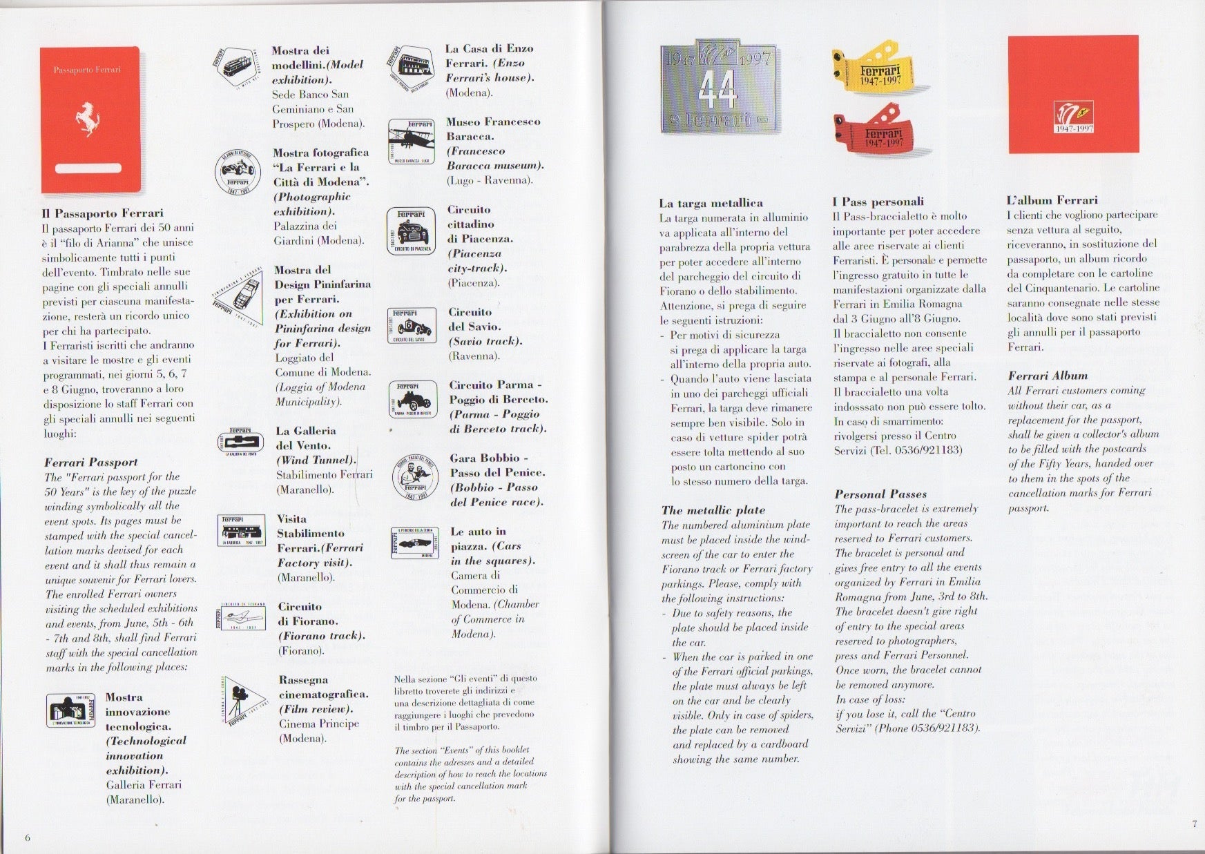 Ferrari 1947-1997 50 Years Celebration Information Guide (1215/97 - 5M/06/97)
