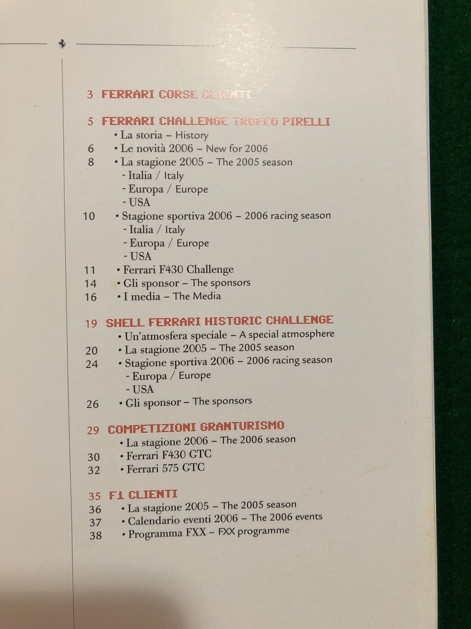 Ferrari Corse Clienti 2006 Program of Activities (2374/06)