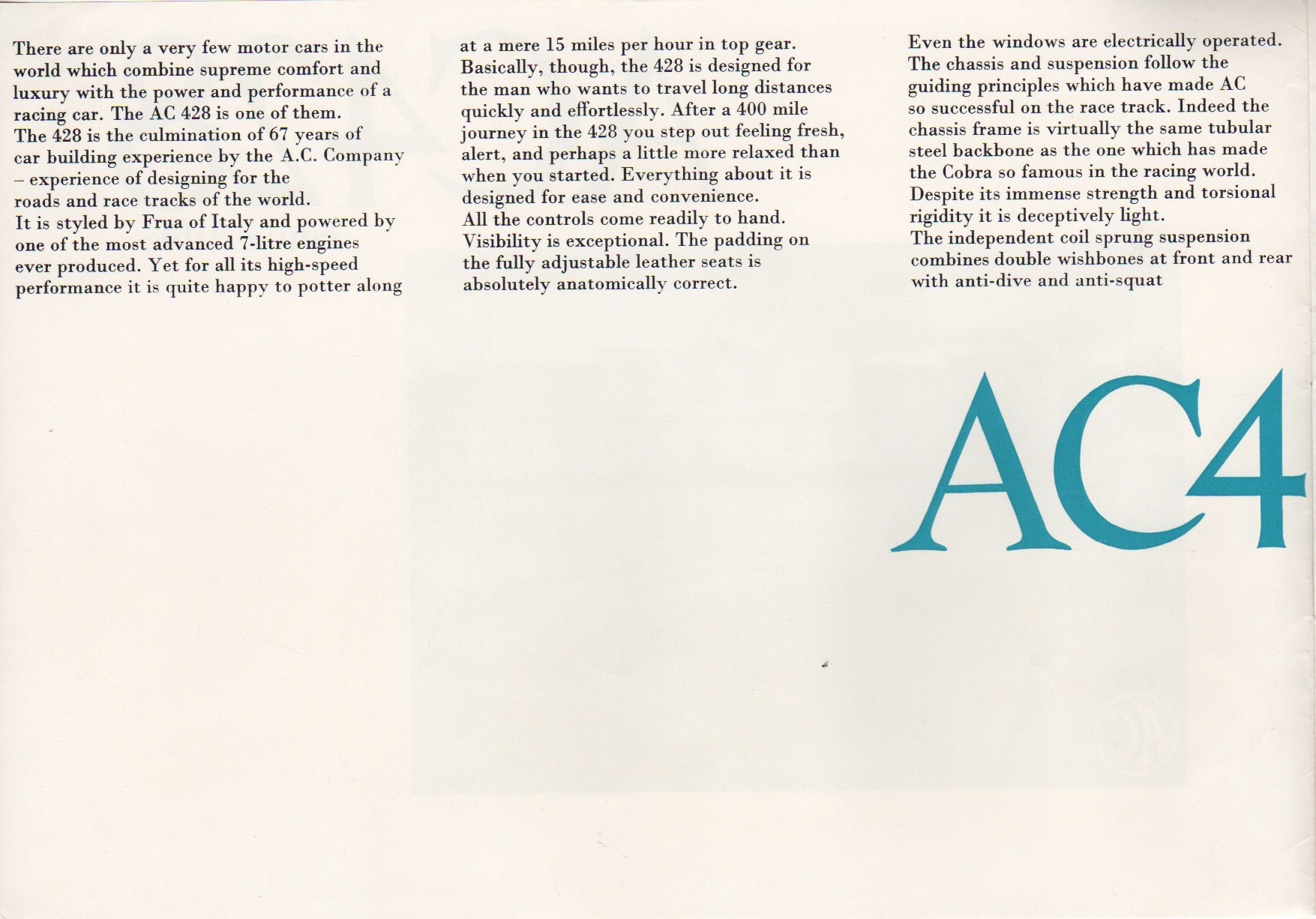 AC 428 Convertible 1970 Brochure