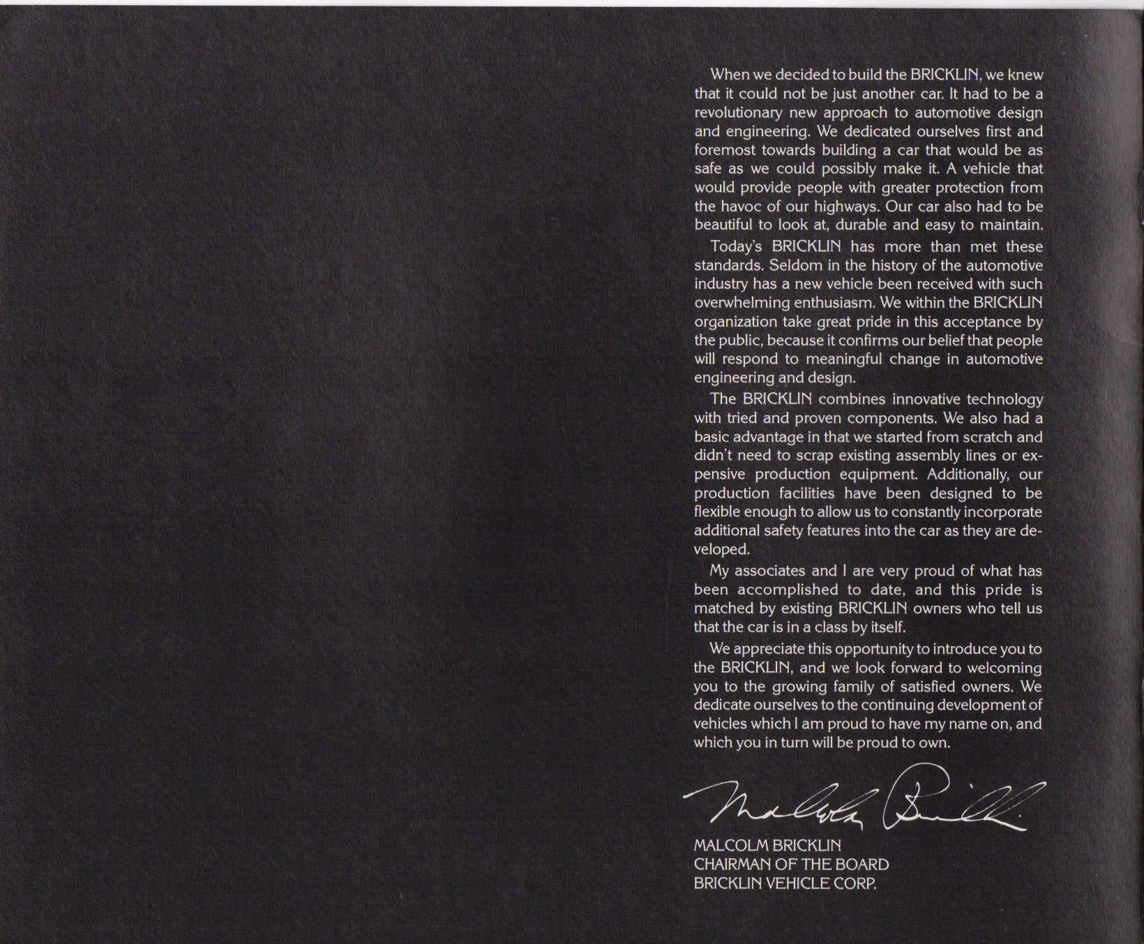 Bricklin SV 1Brochure