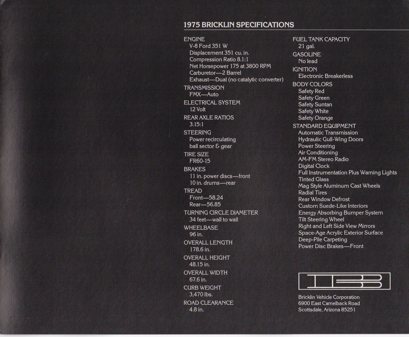 Bricklin SV 1Brochure