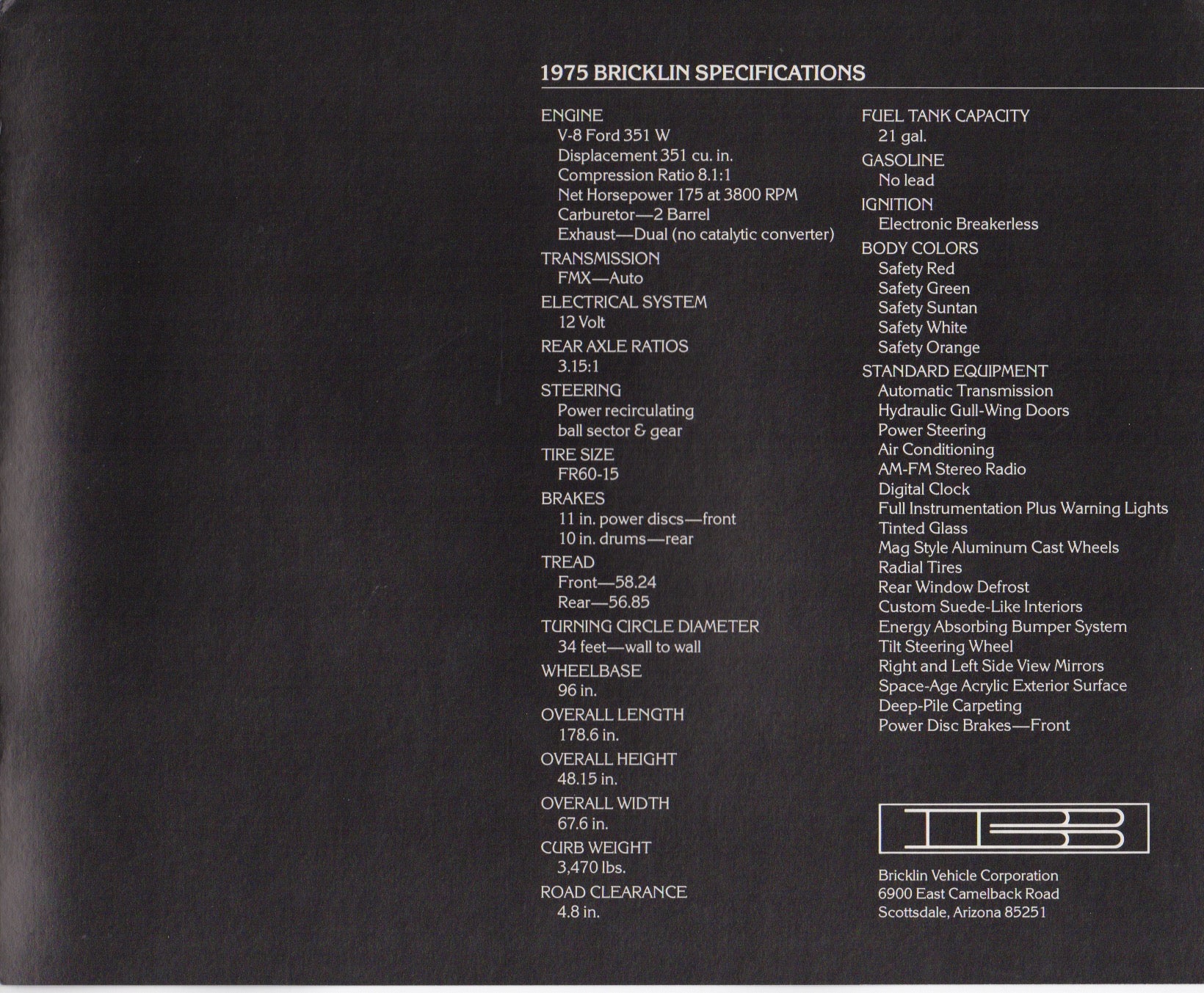 Bricklin SV 1Brochure