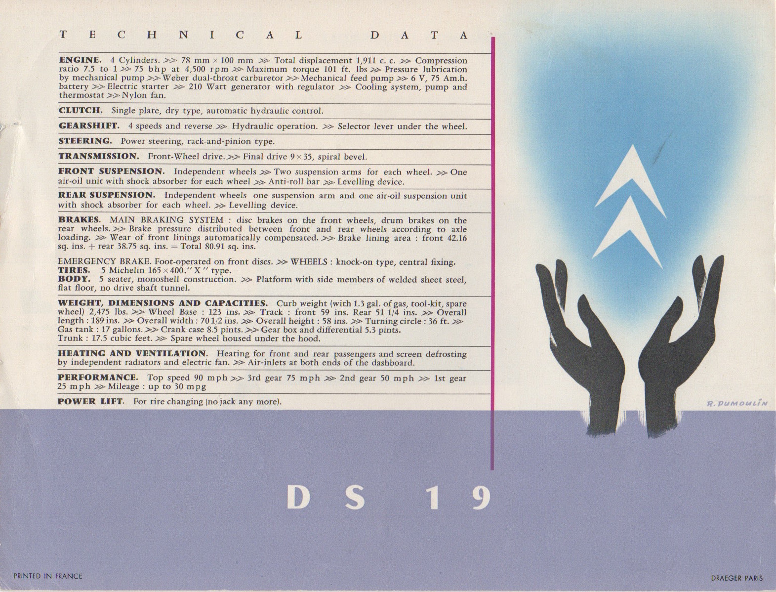 Citroen DS19 1956 Brochure