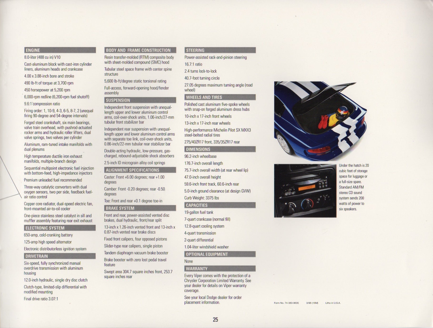 Dodge Viper GTS Brochure