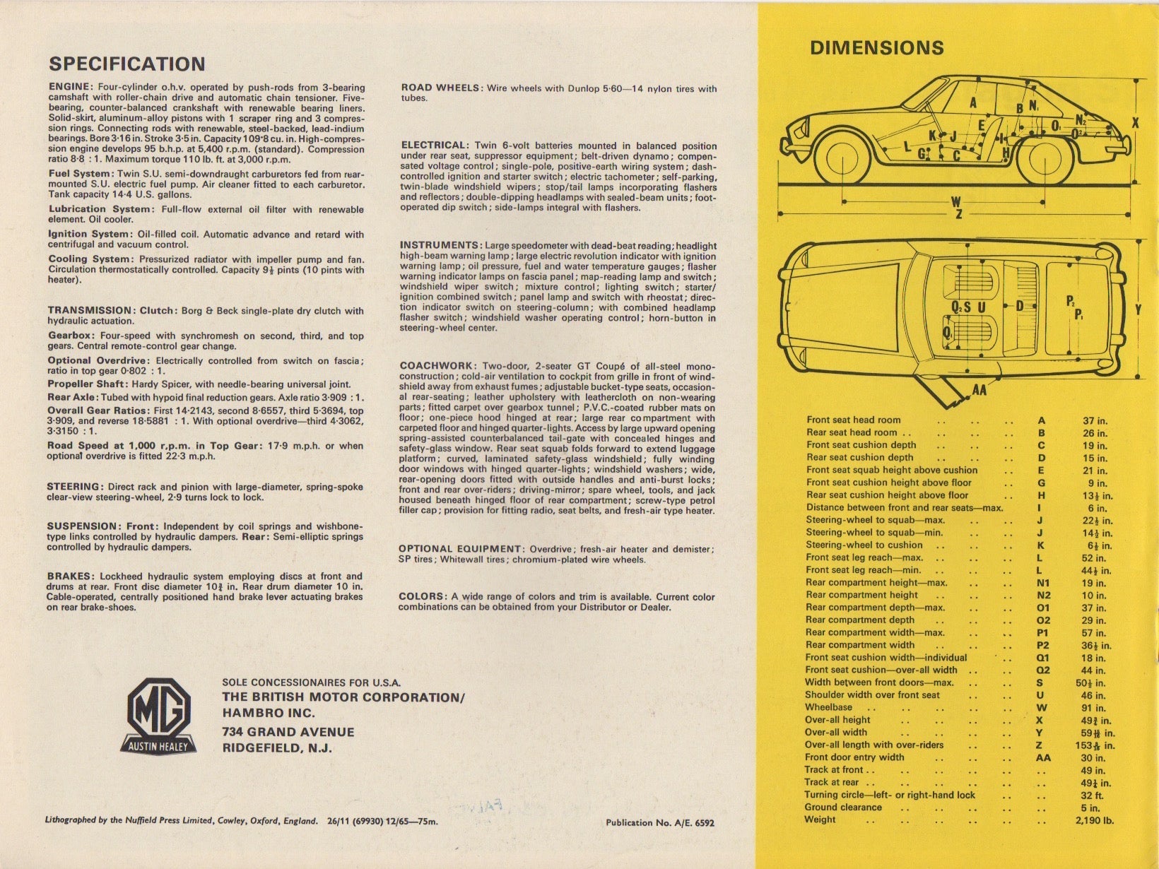 MG MGB GT Brochure 1966