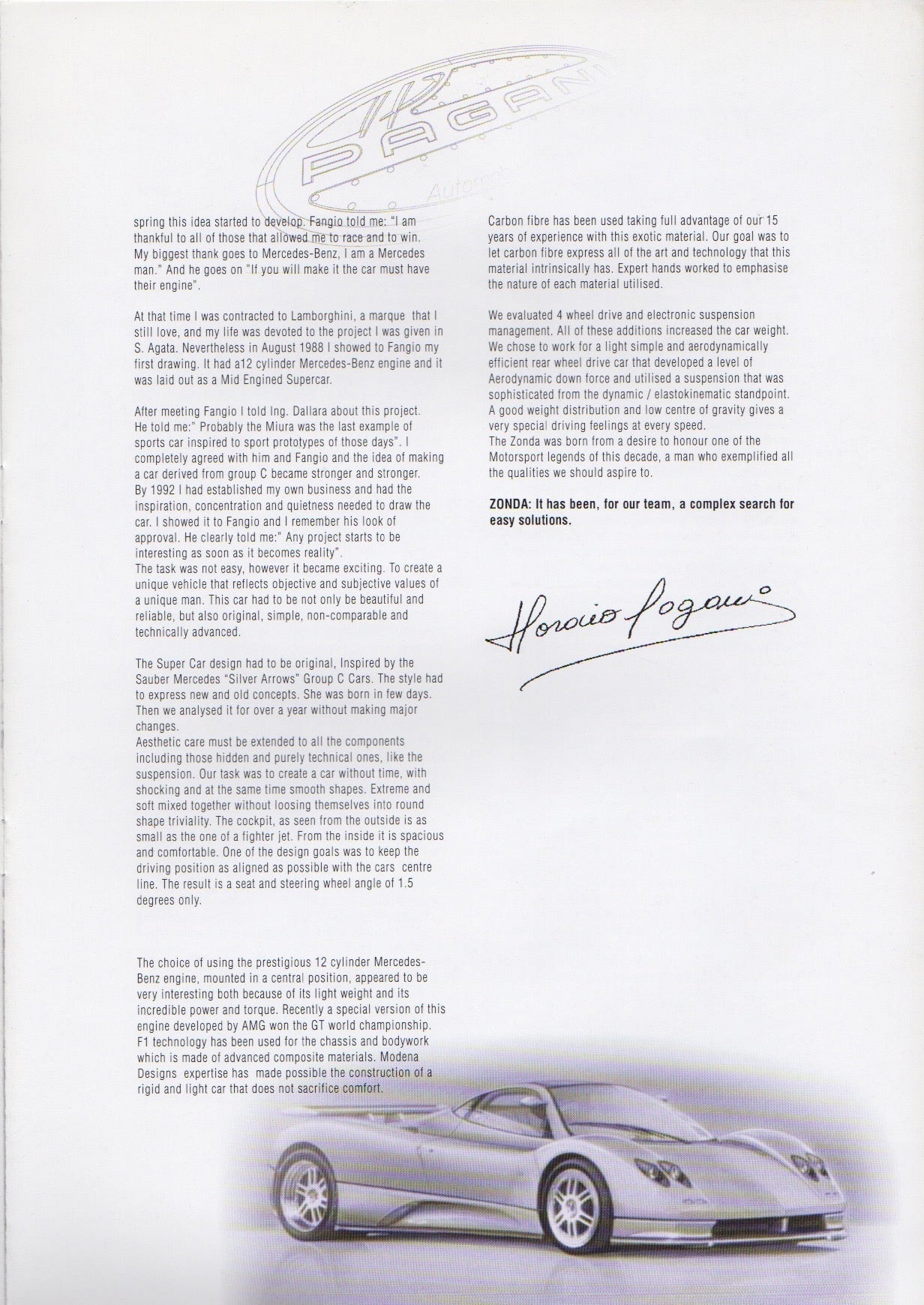 Pagani Zonda C12 Brochure