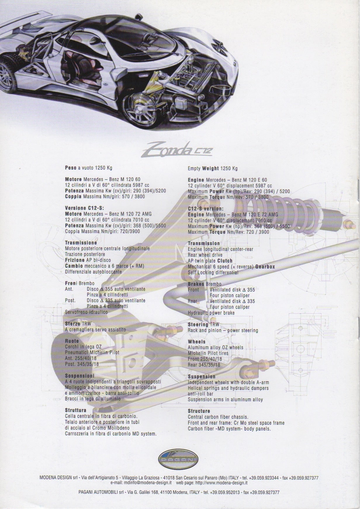 Pagani Zonda C12 Brochure