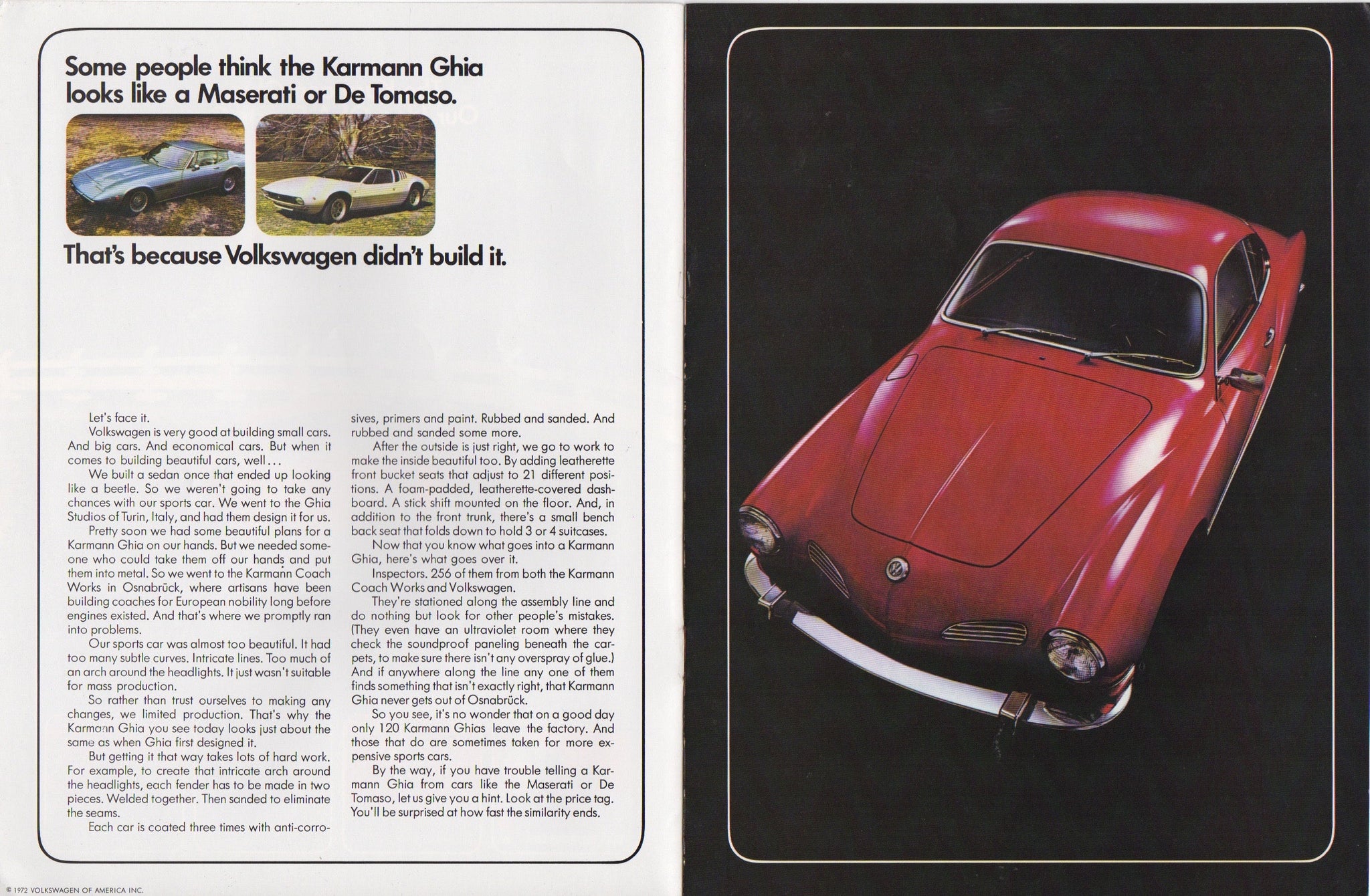 Volkswagen VW Karmann Ghia Brochure 1972
