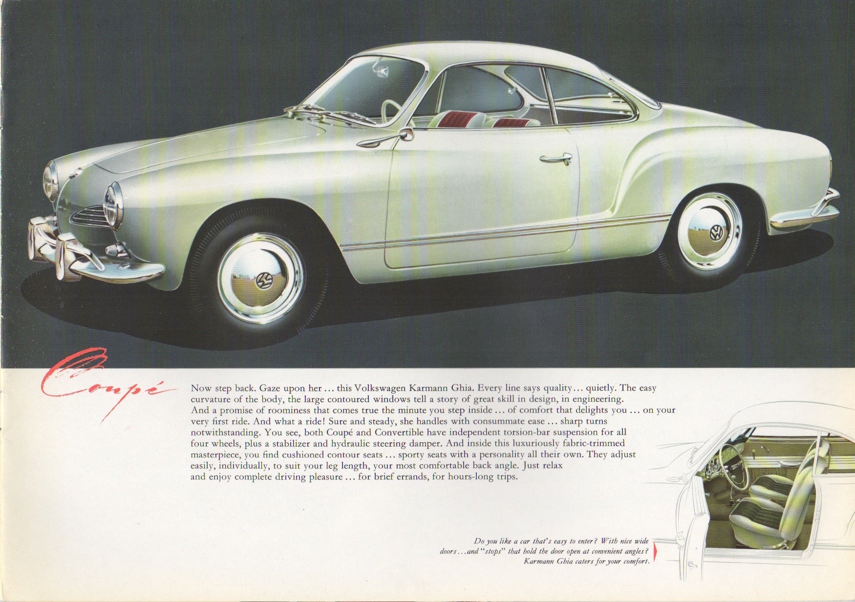 Volkswagen VW Karmann Ghia Brochure 1958